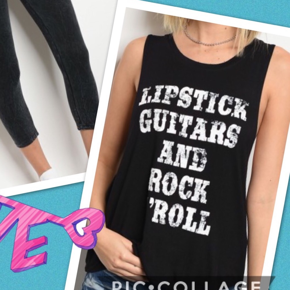 Lipstick, guitars and rock and roll tank